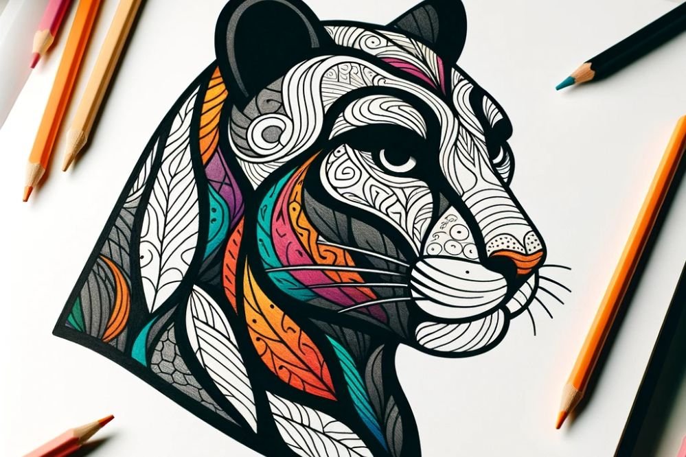 Meditative coloring book panther